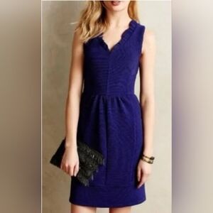 ANTHROPOLOGIE MAEVE RUFFLED OTTOMAN DRESS Blue-Violet Color, Size XS